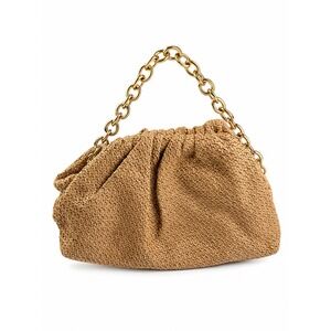 JustFab Vintage Y2K Woven Straw Boho Gold Chain Vacation Beach Shoulder Bag
